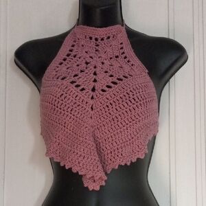 Handmade Pink Crochet Halter Top